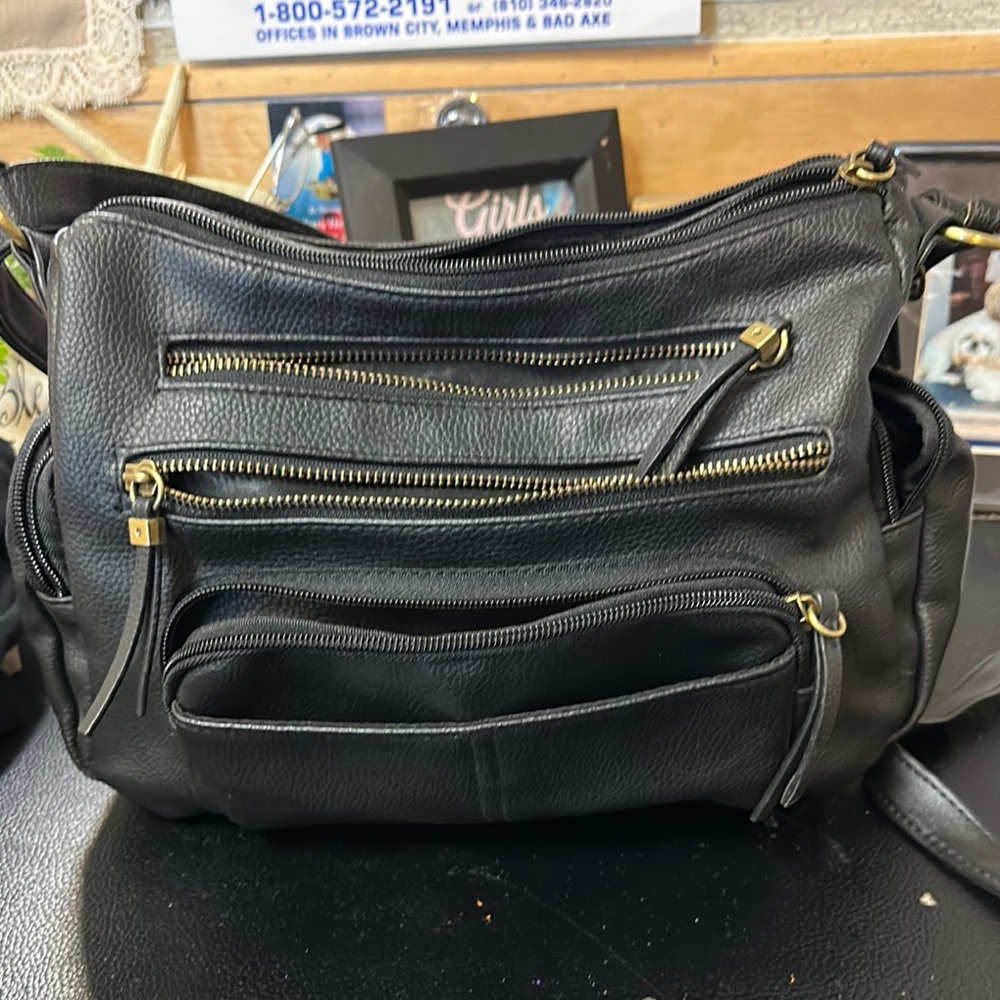 Elegant Black and Gold Messenger Bag